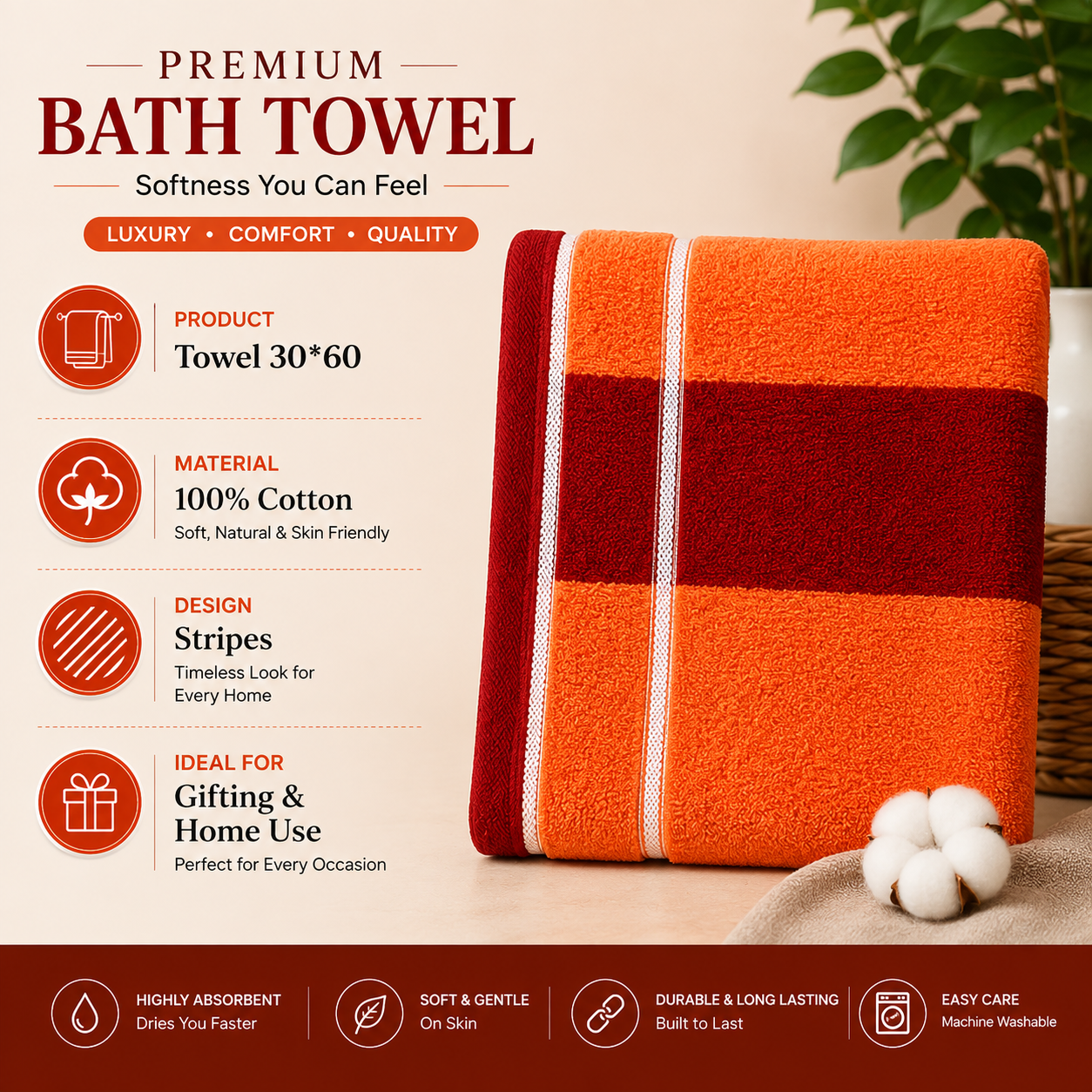 Urban Stripes Orange 30*60 inch