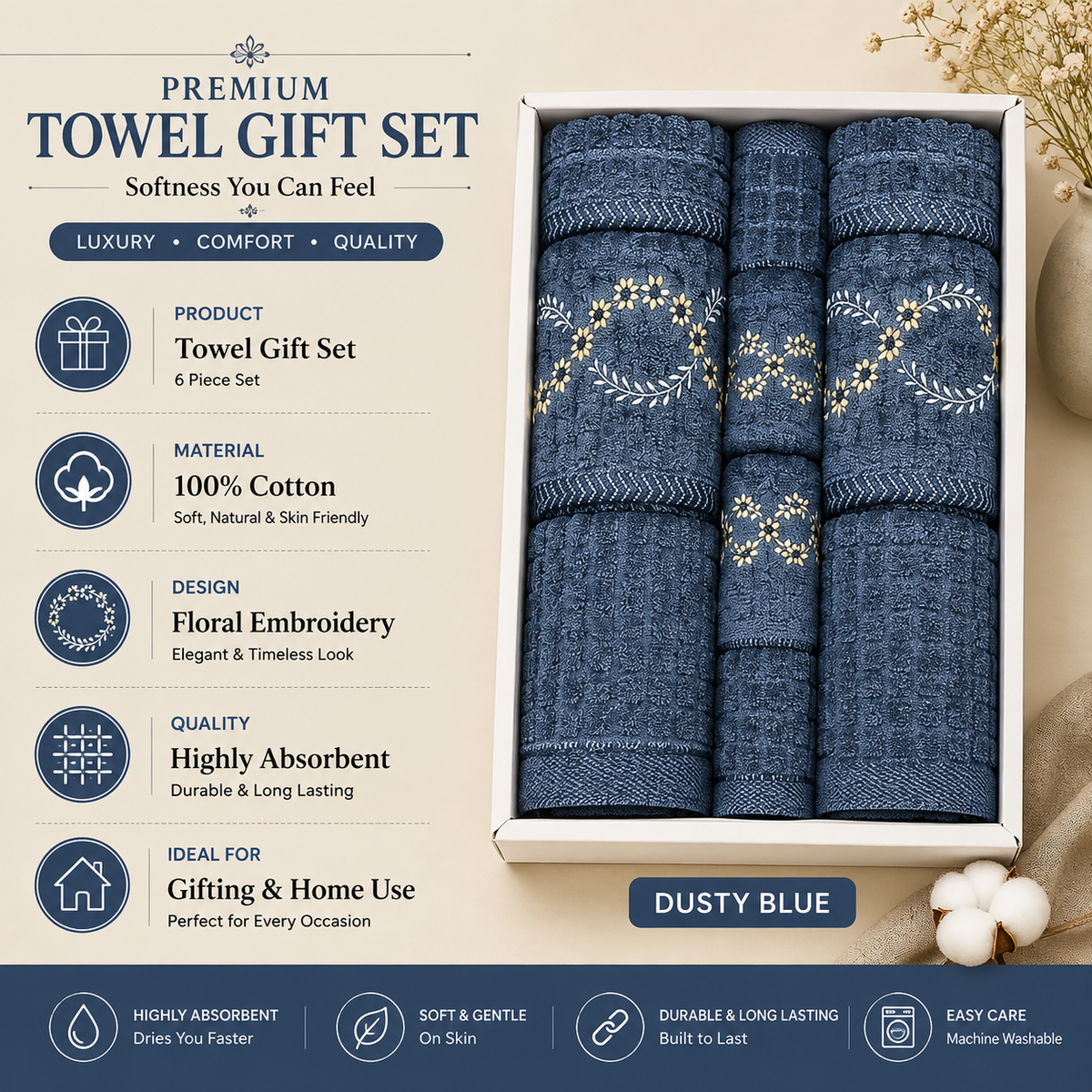 Dusty Blue Celebration towel set