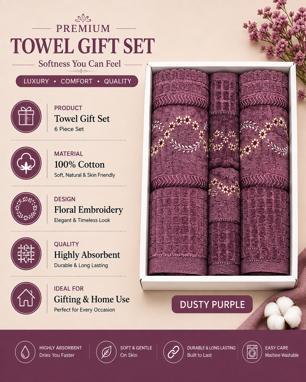 Dusty Purple Celebration towel set
