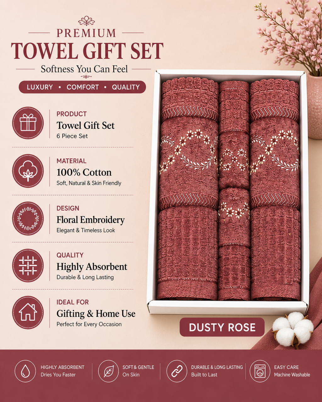 Dusty Rose Celebration towel set