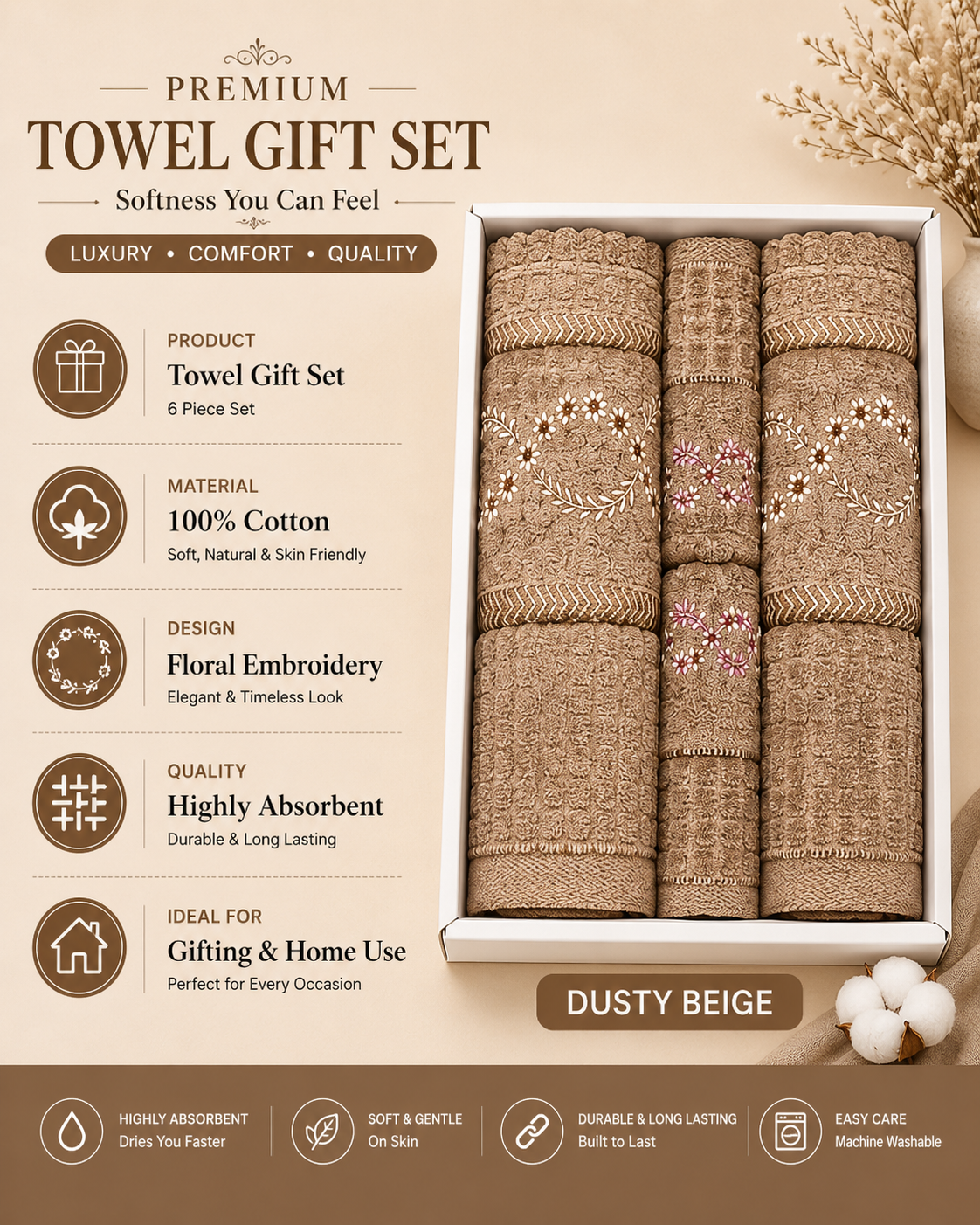 Dusty Beige Celebration towel set
